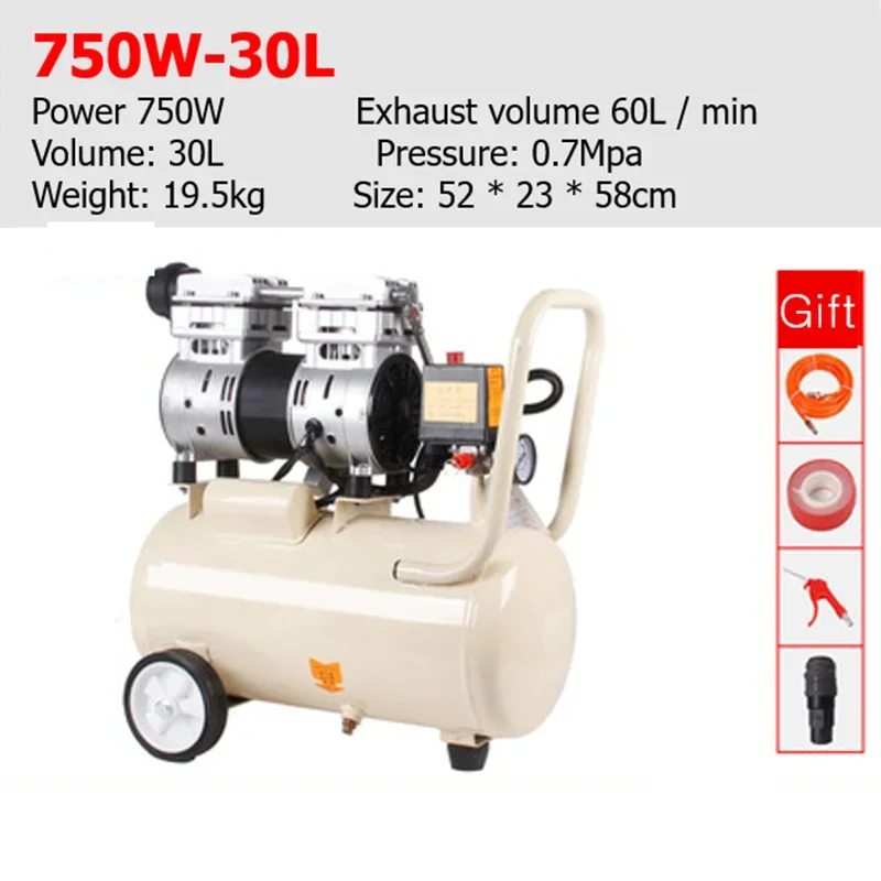 220V 1100W Portable Air Compressor Oil-free Silent 550W/980W Pump High Pressure Industrial Air Compressor Small Car Air Pump