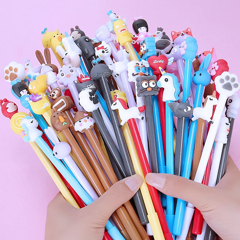 Girls heart cute cartoon gel pen needle tube head 0.5mm black carbon water pen sign pen student pen wholesale Glass fountain pen