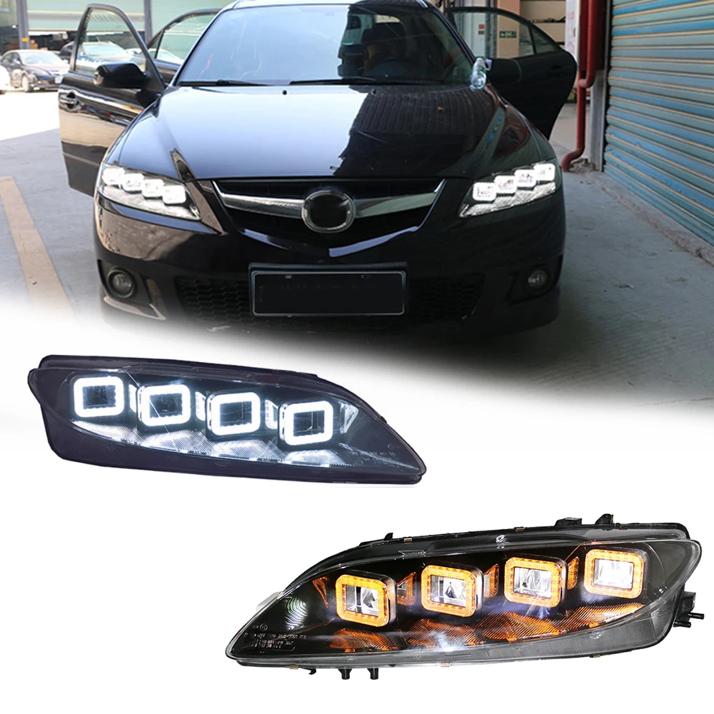 

Стайлинговые светодиодные фары для Mazda 6 03-15, новый стиль, полностью светодиодные DRL, автомобильные фары в сборе, аксессуары для сигнала, модифицированная лампа