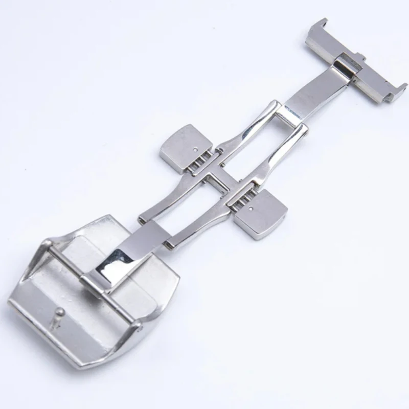 Aço inoxidável Double Press Butterfly Button Watch, Watchband Folding Buckle, Acessórios para Paul Muller Series V45 V41, 20mm