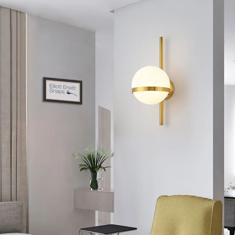 Imagem -04 - Modern Bedside Wall Light Vidro Redondo Bola Luzes Led Home Decor Sala de Estar Corredor Luminária Interior Iluminação Wall Sconce