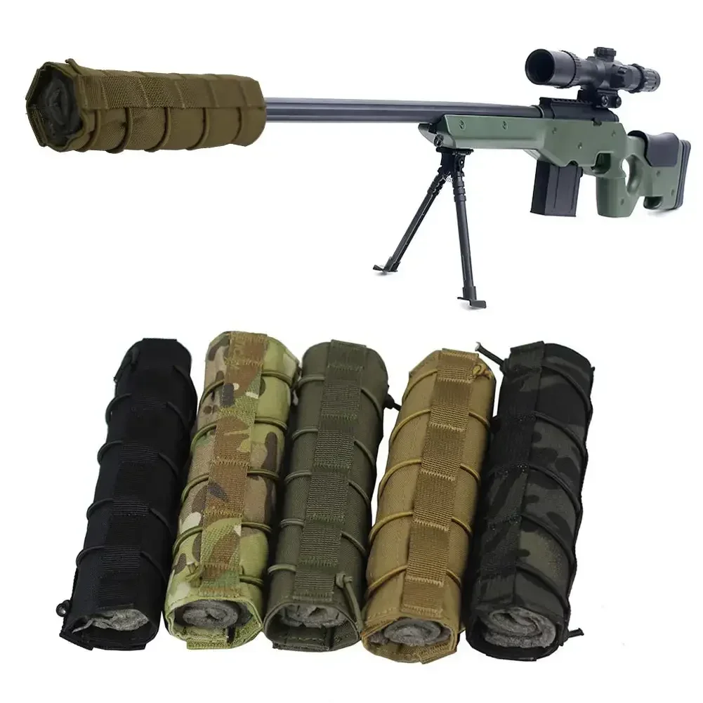 Ao ar livre tático airsoft supressor capa silenciador pano protetor ferramenta painel silenciador caso bolsa saco caça tubo engrenagem