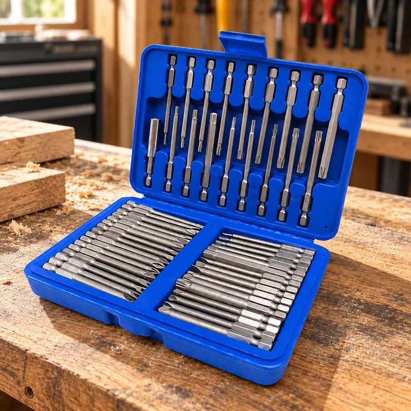Comprehensive 50-Piece Screwdriver Collection Featuring 75mm Security Tips, Torx & Hex Bits, Organized Storage Case