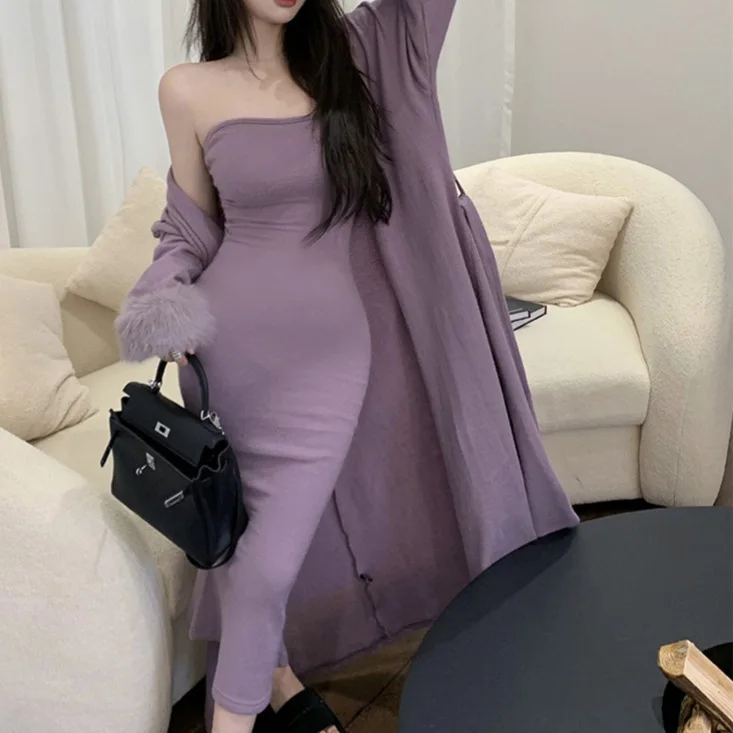

7009 Heartbeat Loop~14 Needle Pure Desire Elegant Strapless Mermaid Elastic Band Bodycon Inner Vest Dress