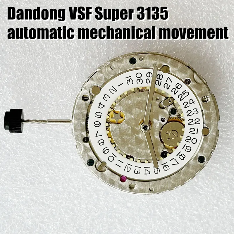 Dandong Super 3135 حركة ميكانيكية أوتوماتيكية حركة عجلة التوازن الأزرق VS 3135 رقم سلسلة المصنع النظيف محفور