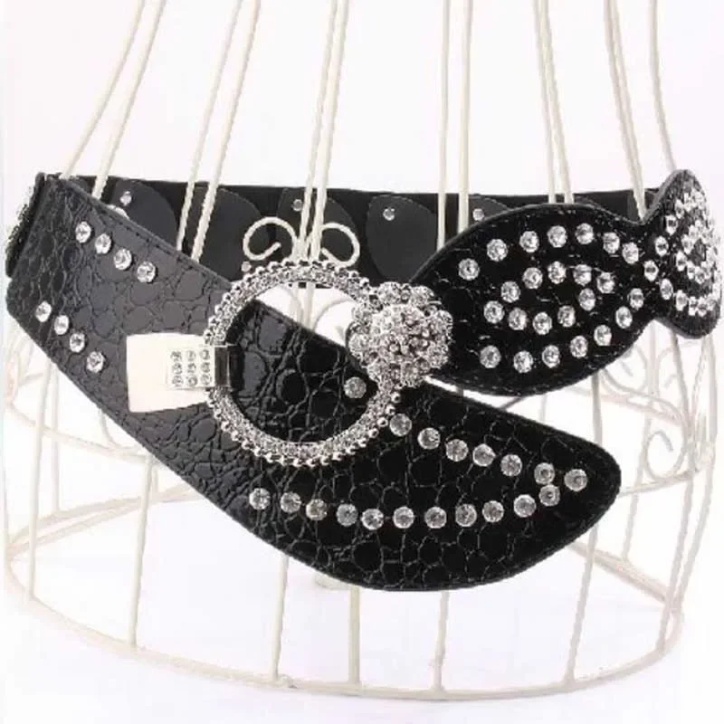 

Luxury Strap Rhinestone Belt For Wome Crystal Studded Elastic Corset Belt for Jean Cinto De Strass Girl Clothes Decoration