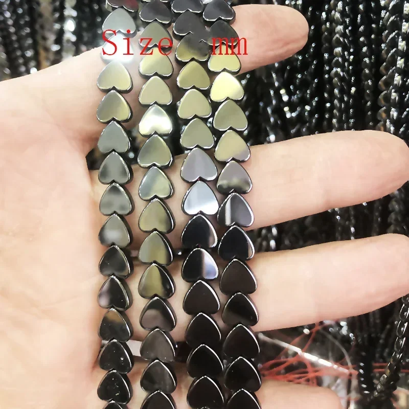 4x4mm 7x6mm 10x10mm Black Love Heart Hematite Stone Natural Beads Loose Spacer Beads  For Jewelry Making   Necklace 15''Inches