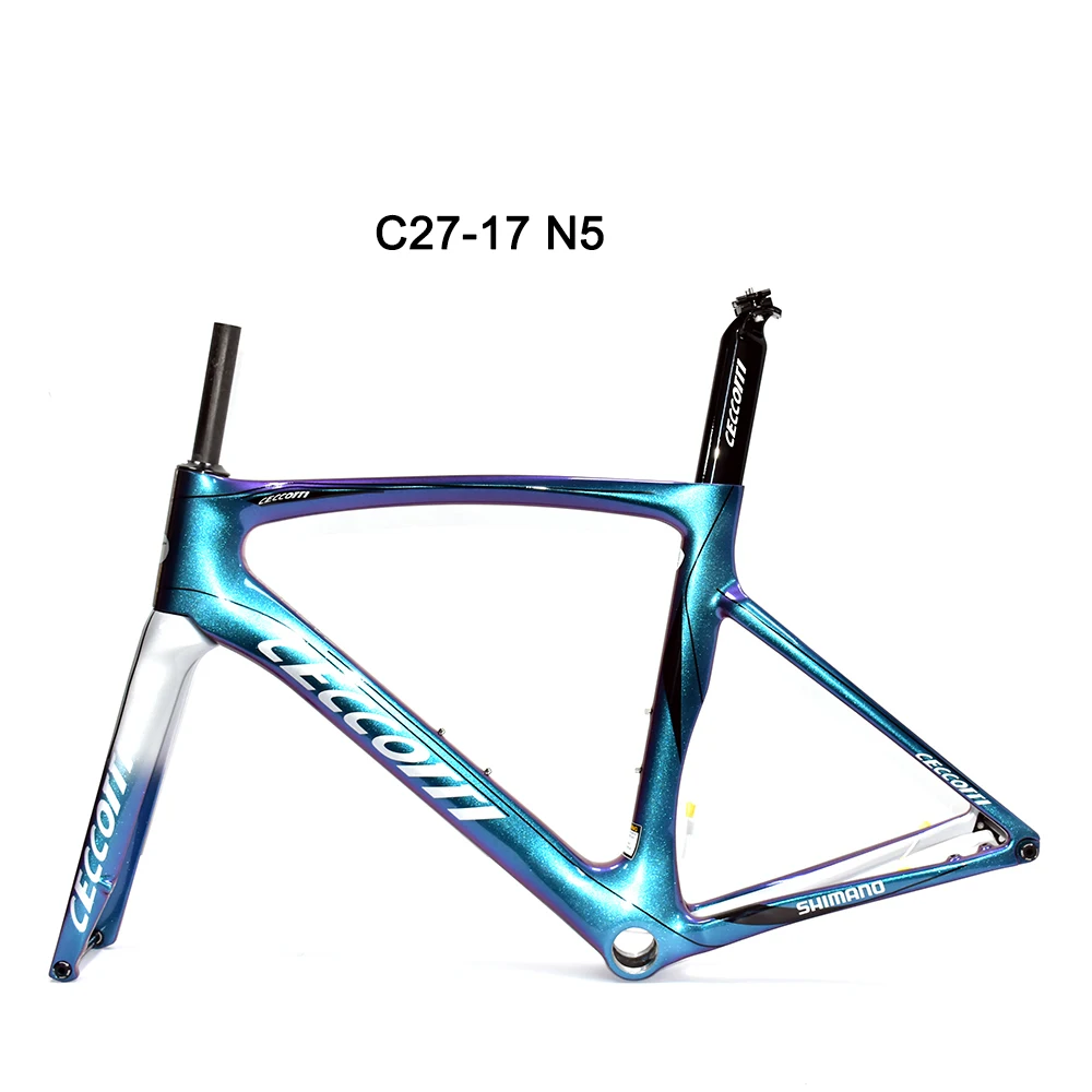 

Carbon Frame With T47 Bottom Bracket Road Bike Frame Disc Brake 160mm Full Hidden Cable Bicycle Frame Chameleon Painted Frame