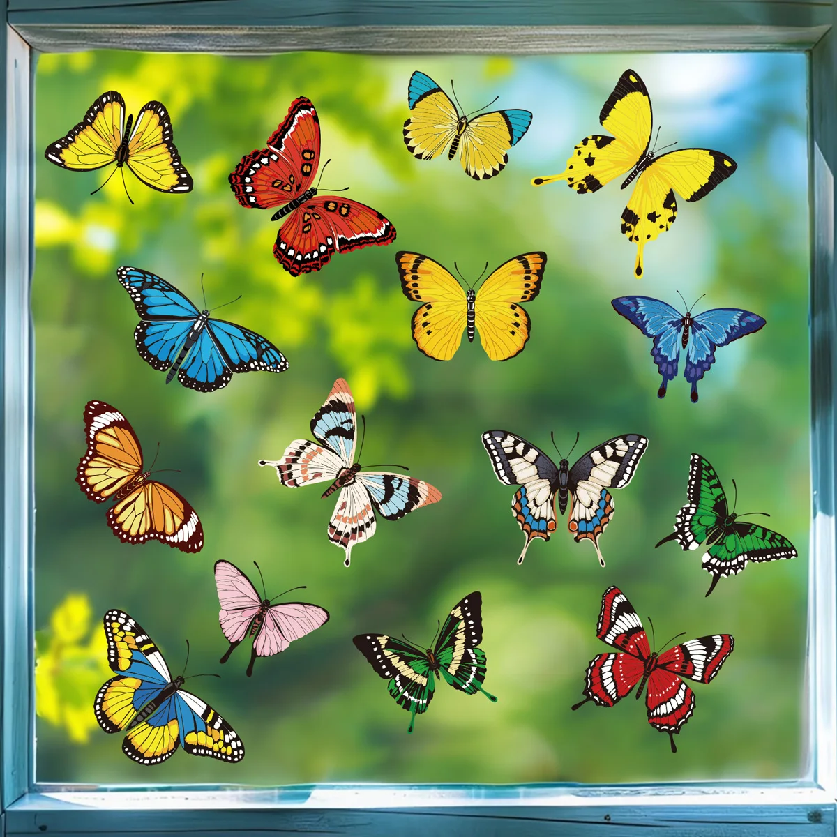 ملصقات نافذة مول، ملصقات على شكل فراشة ثابتة، شارات زجاجية ملونة على شكل فراشة، ديكورات على شكل فراشة لغرف الأطفال، قابلة للإزالة