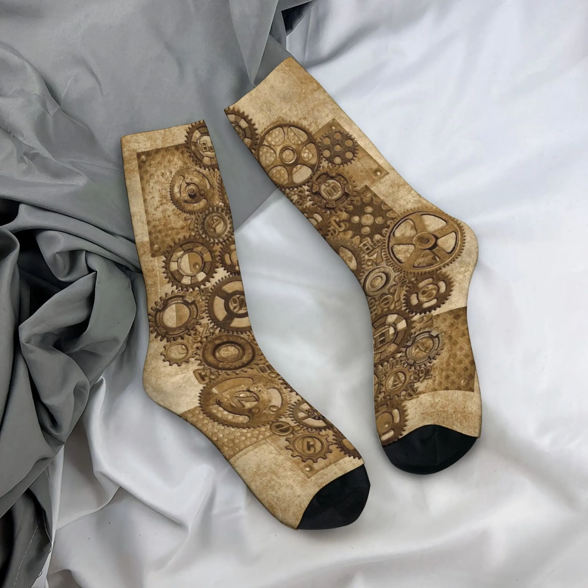 Retro Mechanical Punk Style Men's Socks Fashion Casual Sports Socks Comfortable Non-slip Stretch Skin-friendly Socks Party Gifts