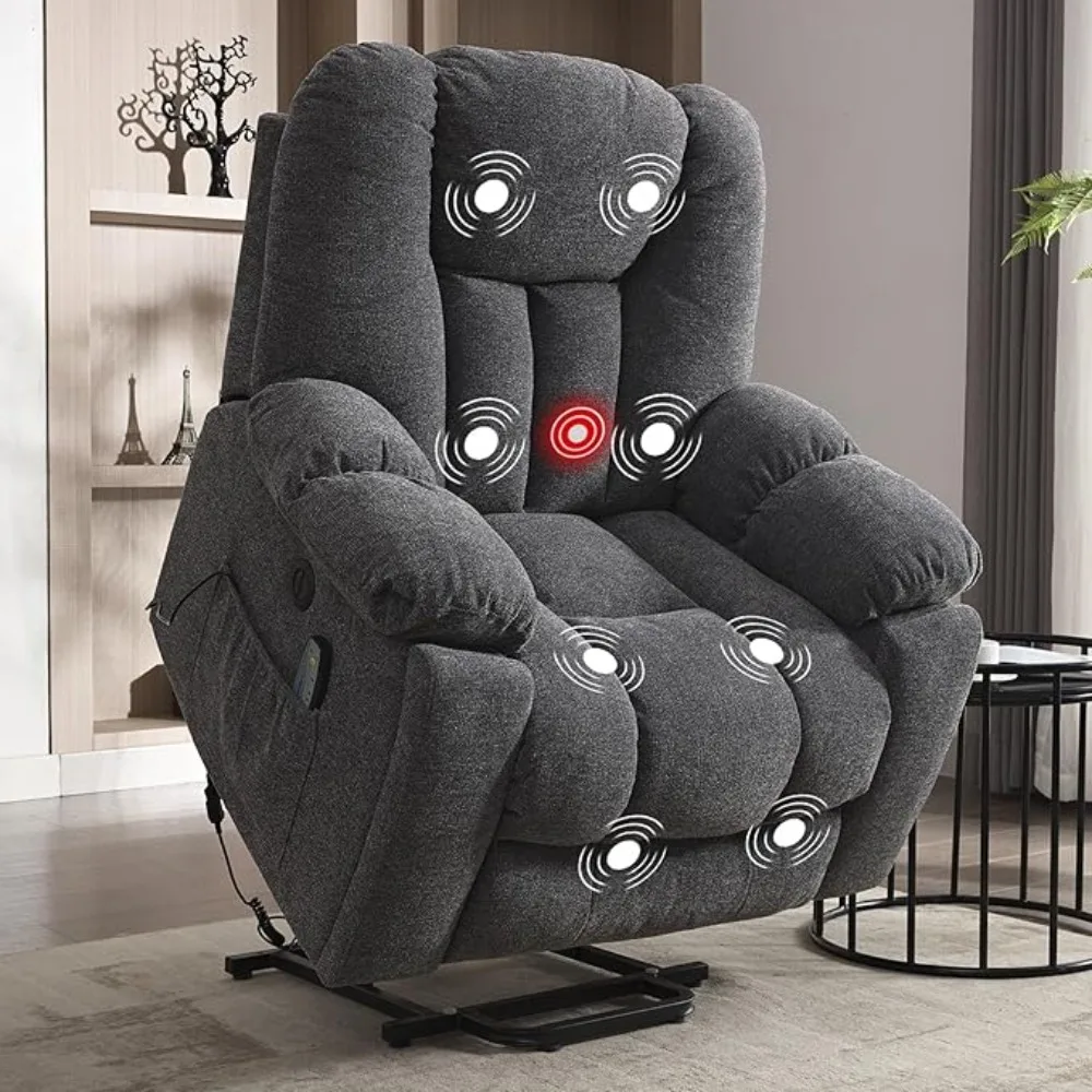 Large Power Lift Recliner Chair with Massage, Heat, and USB for Elderly, Heavy Duty and Safety Motion Reclining Mechanism