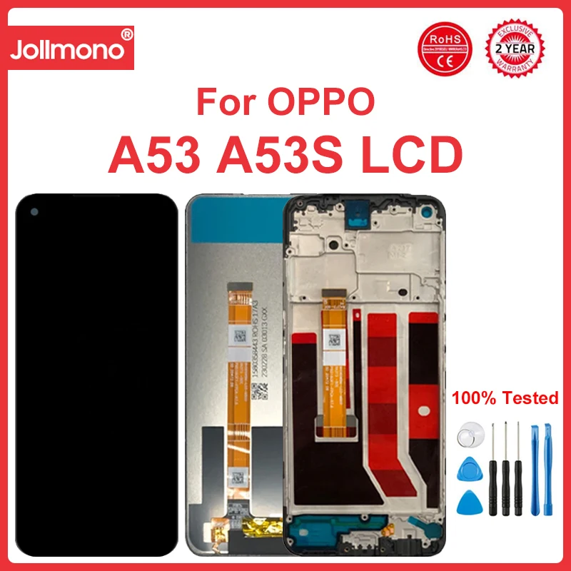 A53S For OPPO A53 A53S LCD Display Touch Screen With Frame Digitizer Assembly Replacement Parts CPH2127 CPH2131 CPH2139