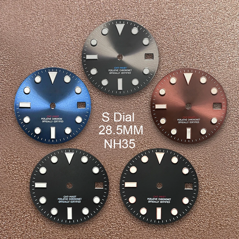 

28.5mm S Logo SUB Sunray Dial Suitable For NH35/NH36/4R Janpan Movement Ice Blue Luminous Quality Watch Modification Accessories