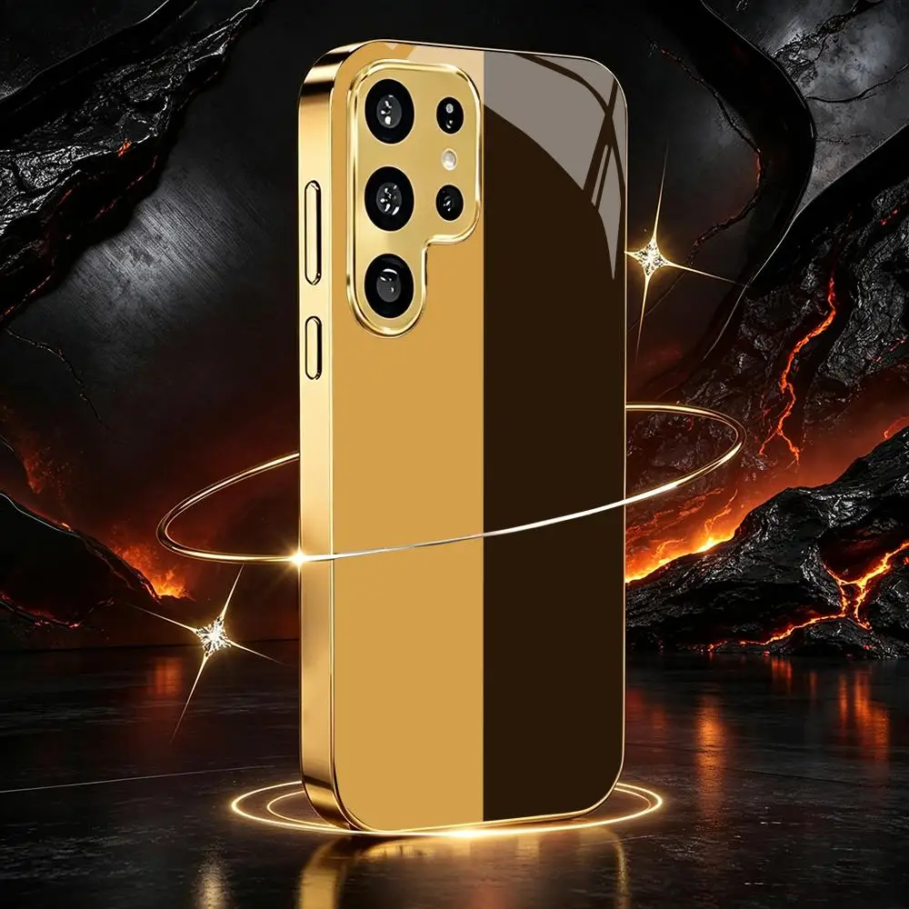 Two tone design electroplated glass phone case suitable for Samsung Galaxy S26 S25 S24 S23 S22 S20 FE/Ultra/Plus anti drop
