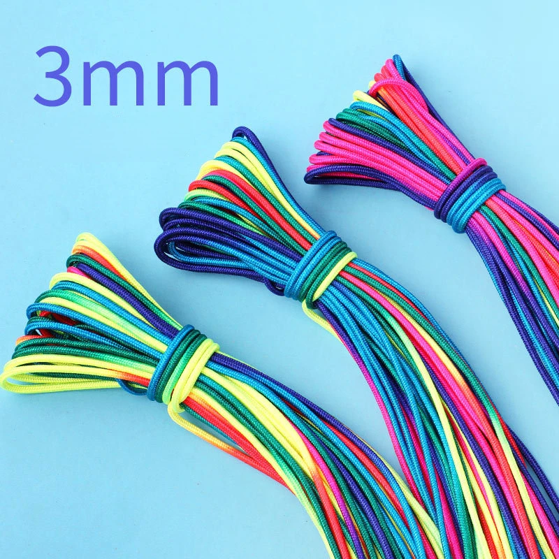 Dia.3mm Rainbow Rope Cord for Paracord Bracelet Handmade Gift Lanyard Clothesline DIY Craft Accessories One Strand Core