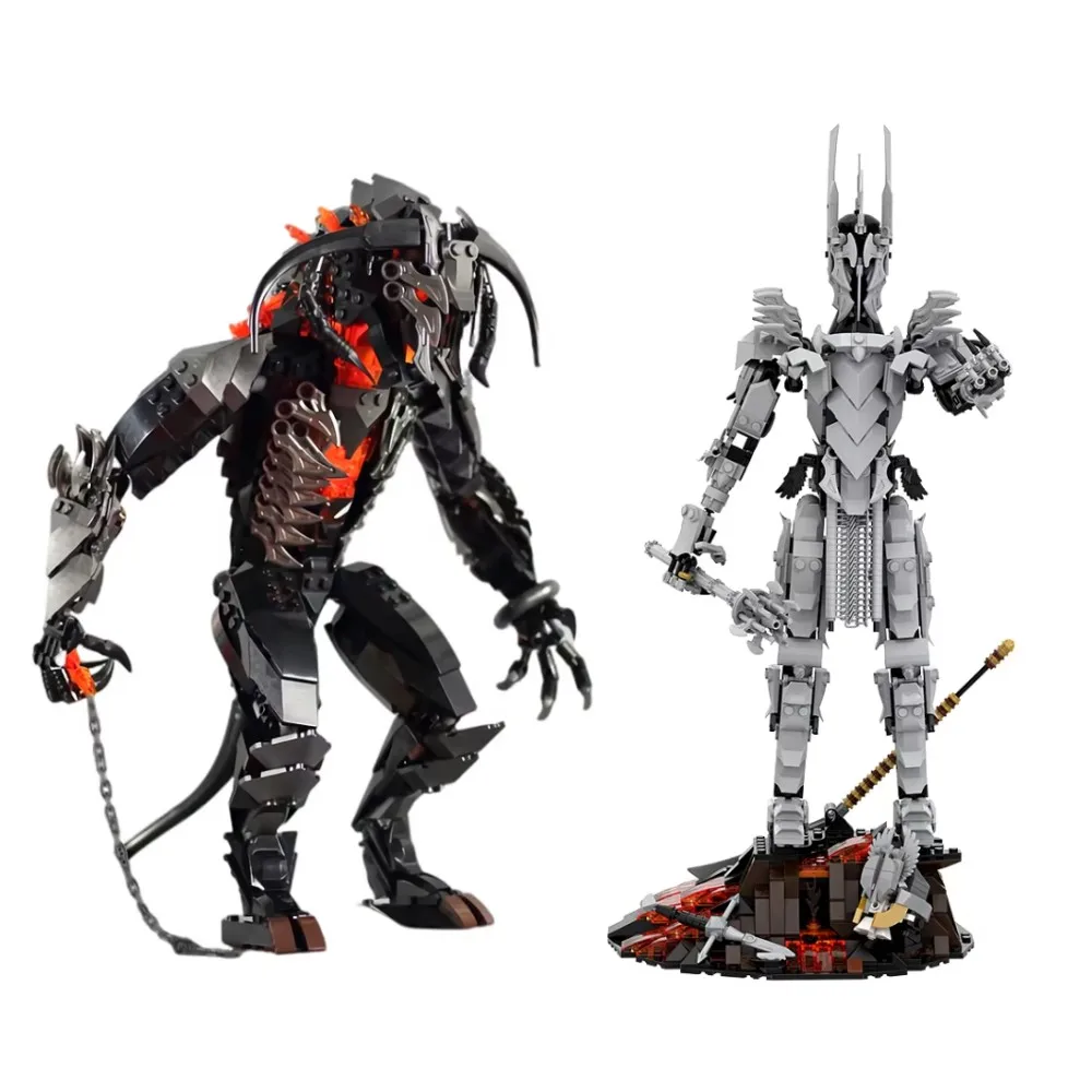 Gobricks MOC クラシック映画 モリアのリング付きバルログ モデルビルディングブロック ダークロード サウロン DIYブロック おもちゃ 子供向けギフト