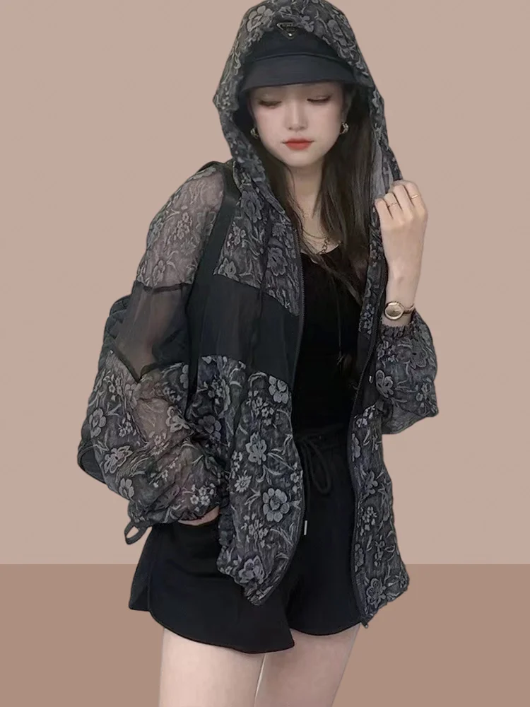 

Ladies Ice Silk Loose Fit Lightweight Sun Protection Outerwear Summer New Arrival plus Size Open Cardigan Air Conditioning Shirt