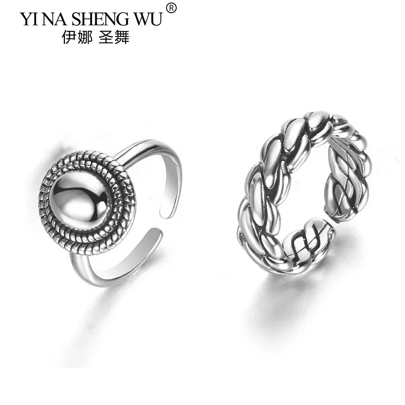 نسخة حلقة مفتوحة خفيفة فاخرة بيضاوية السبابة البنصر للنساء ريترو موضة شخصية تصميم تحسس هدايا عيد ميلاد الحفلات