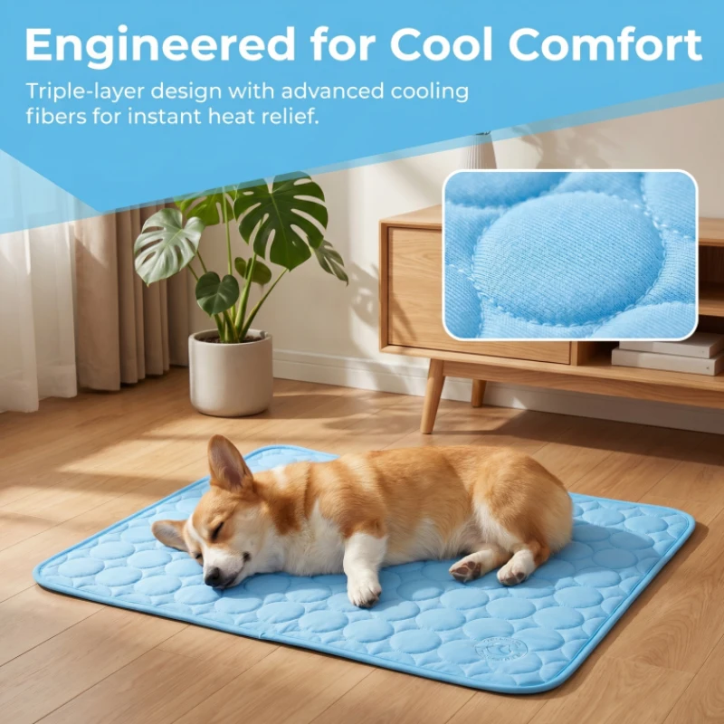 

Dog Cat Cooling Blanket 2PCS Summer Breathable Washable Mat for Sofa Car Small Medium Large Pets