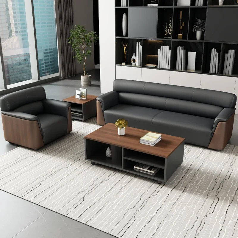 Ufficio, divano, tavolino, combinazione, affari, riunioni ospiti, tre persone