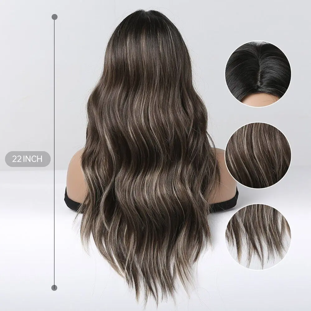 ALAN EATON Long Ombre Brown Full Hair Highlight Women's Hair Cosplay Wigs