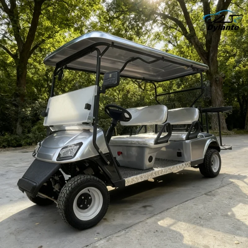 جديد نادي سيارة عربة جولف كهربائية الكبار مزرعة الكهربائية أربع عجلات سيارة كهربائية مع حقيبة جولف الأشرطة وسلة على الطرق الوعرة الإطارات #1