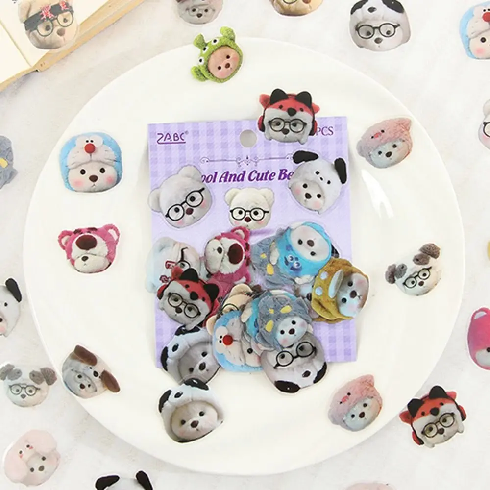 40 Sheets/Bag Playful Puppy Hand Ledger Sticker Bag Kitty Cute Cartoon Animals Stickers Self-adhesive Fashion