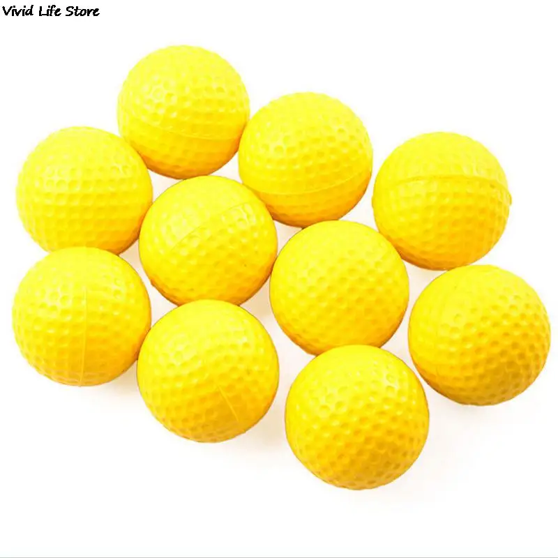 10PCS High Quality Plastic Golf Ball Outdoor Sports Yellow Soft Elastic Golf Balls Golf Practice Training Balls Training Aid