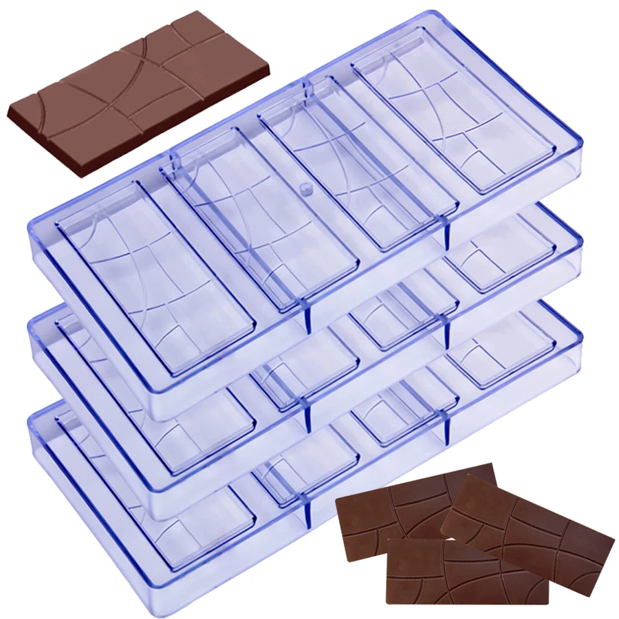 Moldes de Plástico Transparente Rectangulares de 4 Cavidades con Diseño de Granos para Chocolate, Herramientas de Decoración de Pasteles y Dulces, Accesorios de Repostería para Cocina