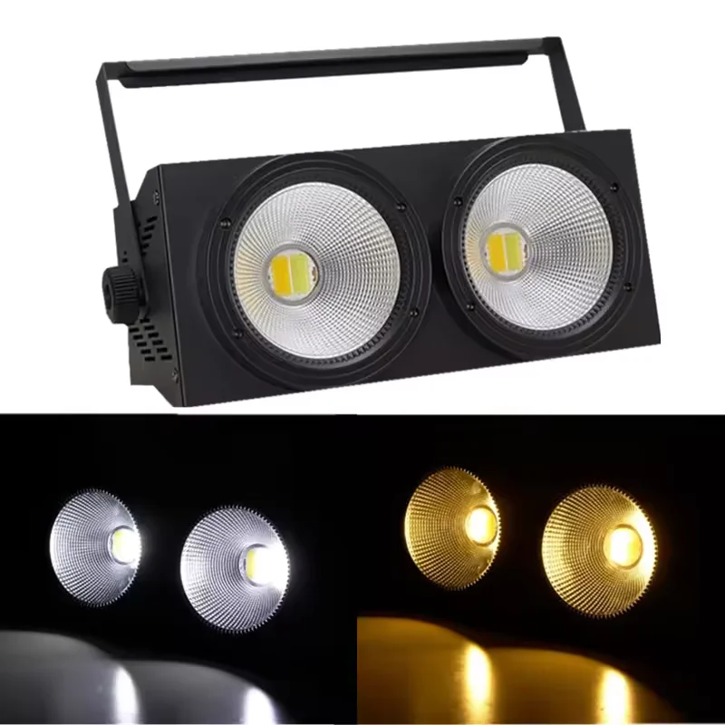 Luz LED 2 en 1 para escenario, lámpara de 100W, 2 ojos, blanco frío y cálido, DMX, COB, para público, nuevo estudio de cine