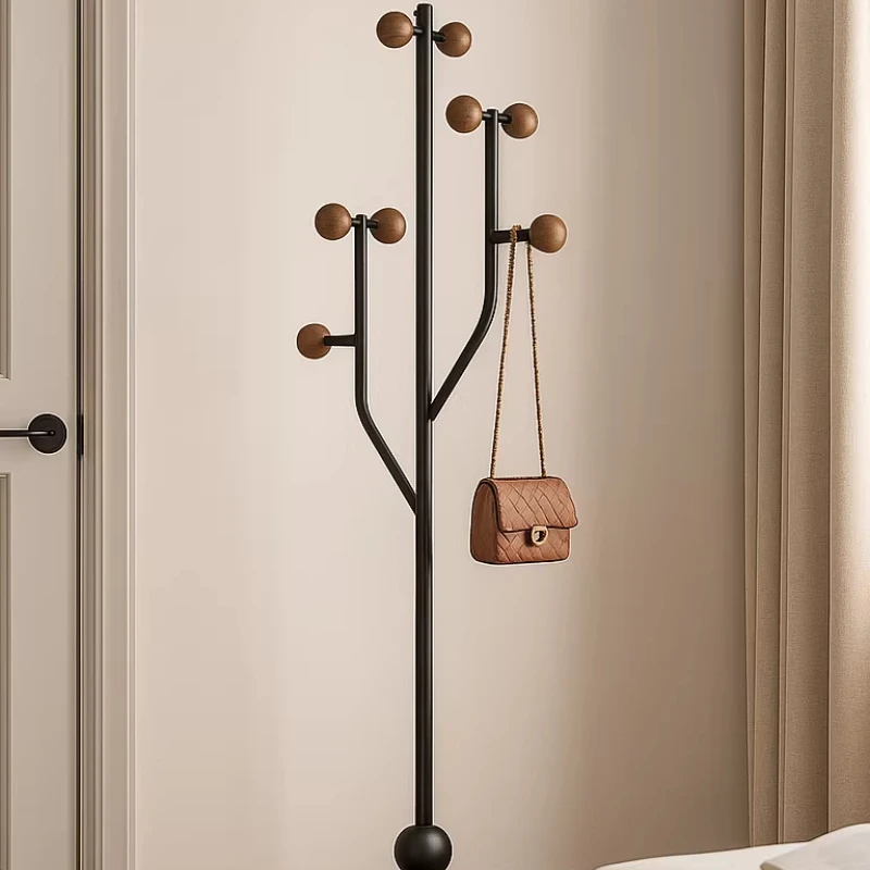 Nordic Modern Coat Rack Solid Wood Clothes Stand for Bedroom Small Space Entryway Floor Hanger