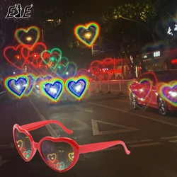 Heart Diffraction Glasses Love Heart Refraction Glasses Special Effects Large Frame Sunglasses that the light turns to hearts