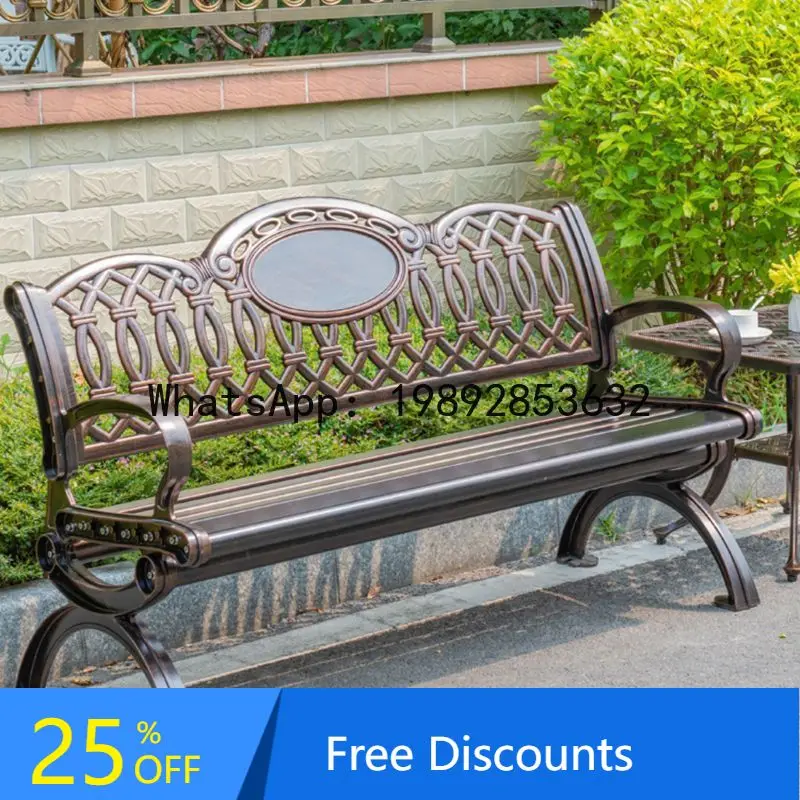 

CZ Courtyard Cast Aluminum Long Chair Garden Square Backrest Chair Iron Art Park Chair