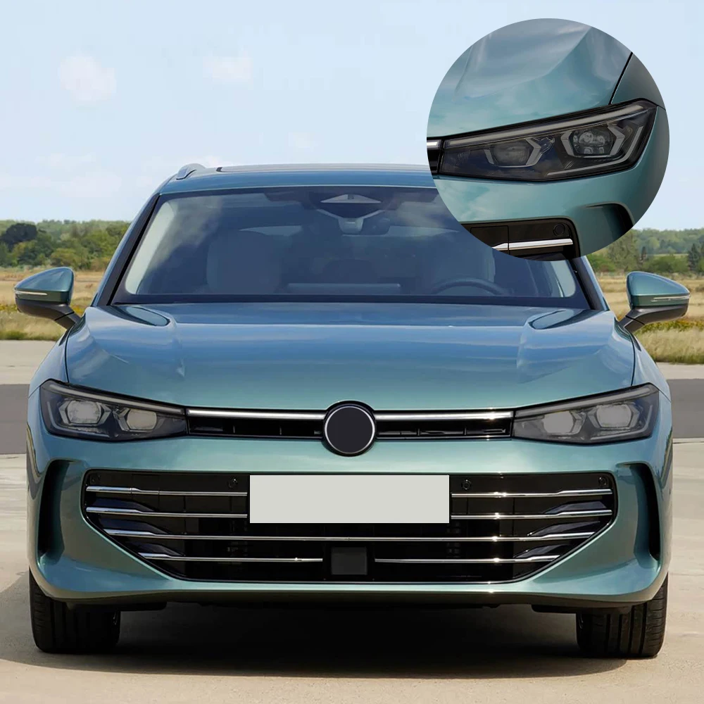 

Для Passat B9 2023-2025: Дымчато-черная глянцевая предварительно вырезанная защитная пленка из ТПУ для фар автомобиля, антицарапийная виниловая пленка-покрытие (комплект)