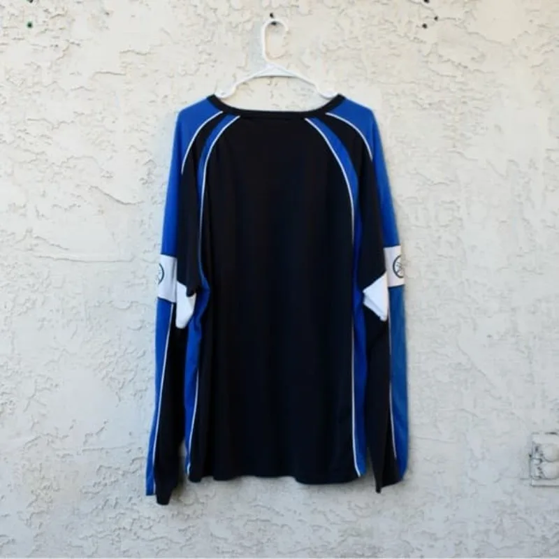 2026 Summer Yamaha Hot Blue Black Color Blocked  Long Sleeve T-shirt for Men and Women Trendy Large Motorcycle Riding Shirt
