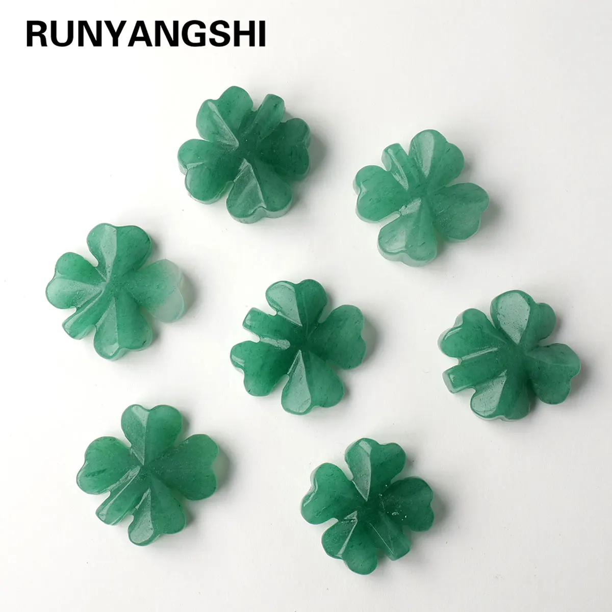 1PC Natural Crystal Stone Aventurine Quartz Four Leaf Clover Statue Gemstone Crystal Reiki Home Decoration