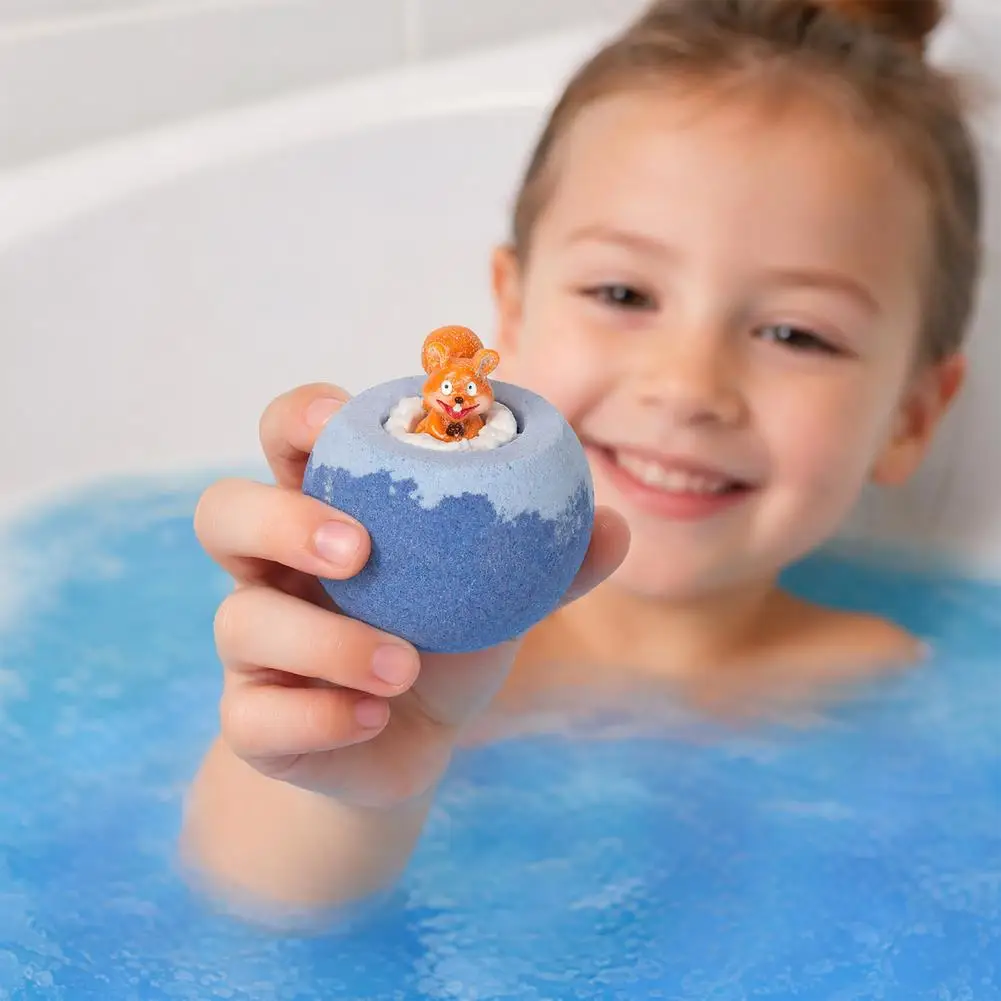 Children Bath Bombs 7 Pcs Kids Bath Bombs with Toy Plant Extract Essential Oil Fizzies Moisturizing Shower Salt Balls for Dry