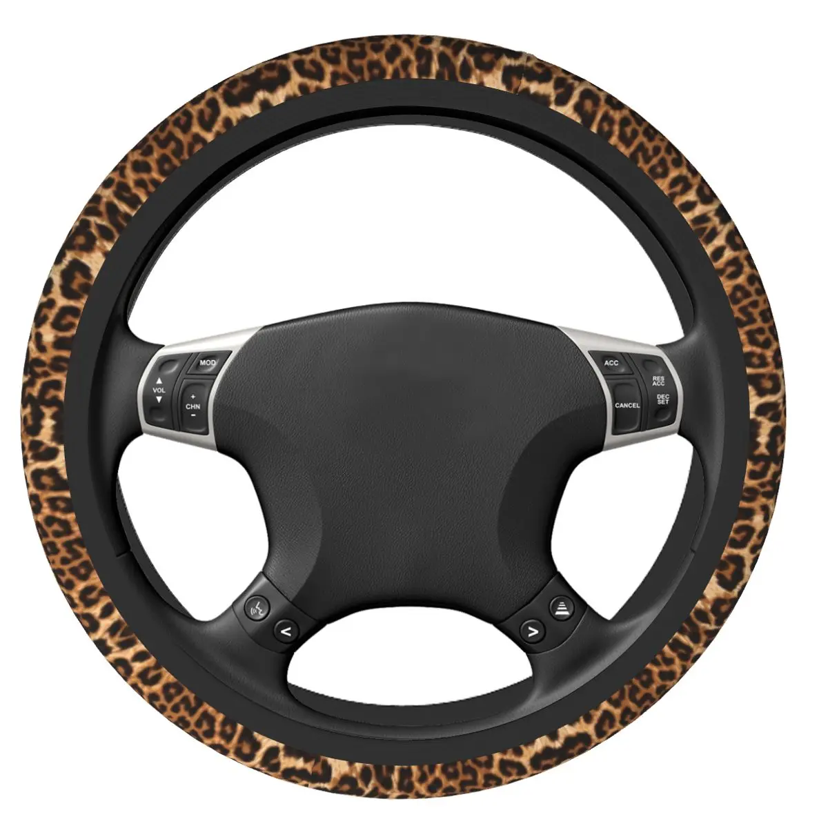 Cheetah Leopard Skin Print Steering Wheel Covers Universal 14.5-15 Inch Steering Wheel Protector Fit for SUV Car Accessories