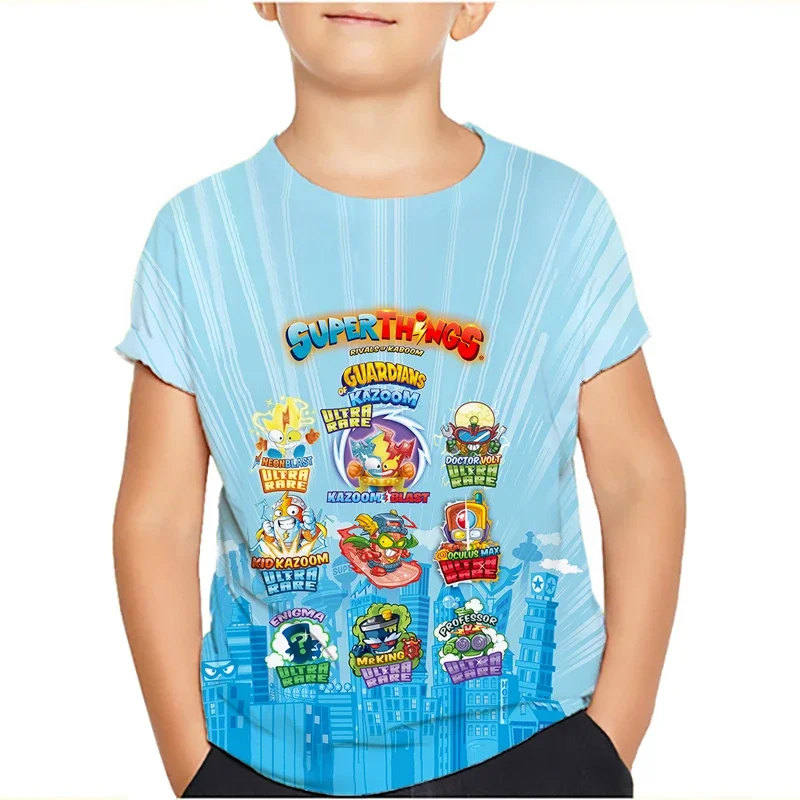Super zings t camisas roupas superzings 9 crianças topos menino camiseta anime manga curta bebê criança presente de aniversário
