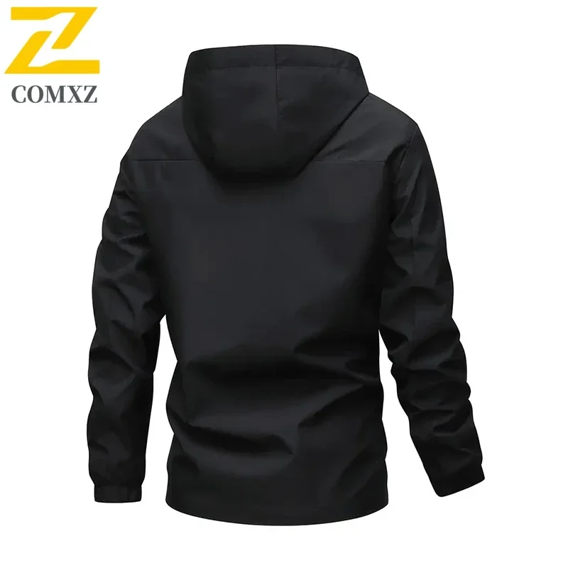 Fashion Men's Jacket 2025 New Outdoor Waterproof Hooded Windbreaker Autumn Plus Size Ultra Light Multi-pocket Work Coat For Men