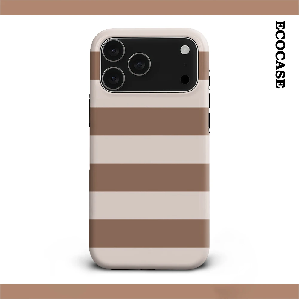Braune und beige Streifen IPhone 17 Must-Haves Handyhülle für IPhone 17 16 15 14 13 12 11 Pro Max Plus Doppelschichtige Rückseite