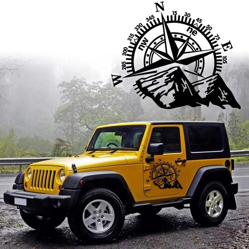 3Pcs Car Off-Road SUV Side Body Sticker Compass Mountain Decals Sticker For SUV Off-Road Jeep Waterproof Ford