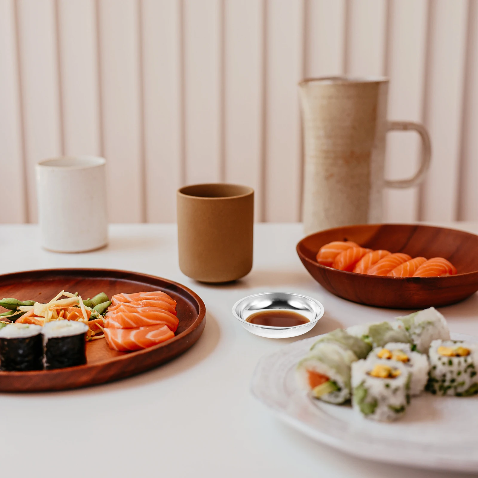 

10pcs Stainless Steel Small Plates 8Cm Round Condiment Dishes For Sauce Salt Sugar Appetizers Dessert Serving Kitchen Tableware