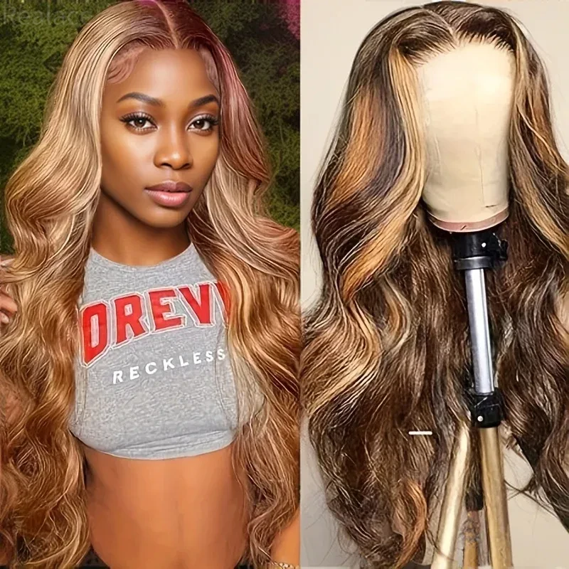 

13x6 HD Human Hair Lace Frontal Wigs 100% Body Wave Brazilian Wig 30 inch Highlight Cheap Wig on Clearance sale For Women Choice