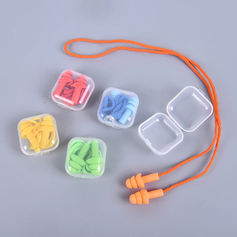 Silicone Ear Plugs Sleep Earplugs Noise Reduction Swimming Earplugs With Rope
