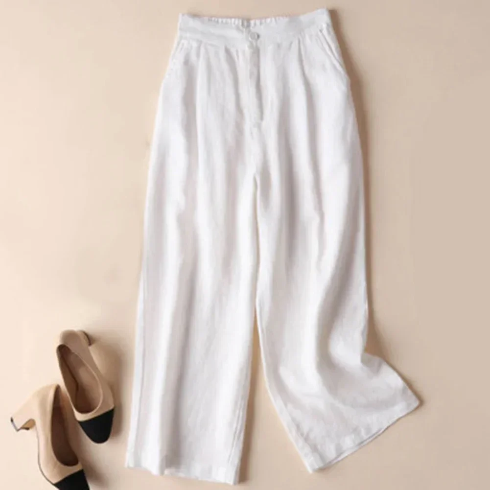 

Brand New Comfortable Fashion Pants Casual Trousers Wide Leg Pants Casual Cotton Linen Slight Stretch For Women