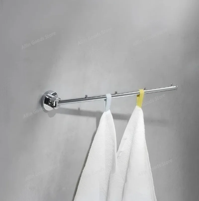 All-copper small balcony household clothes drying rack with folding movable rod and wall-mounted design
