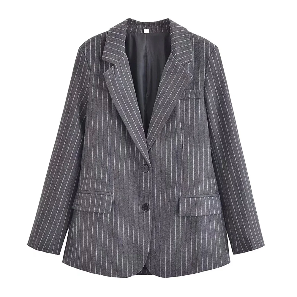 2024ZAR * primavera/estate vendita calda nuove donne Fine Stripe Blended Suit Coat minigonna corta a vita alta