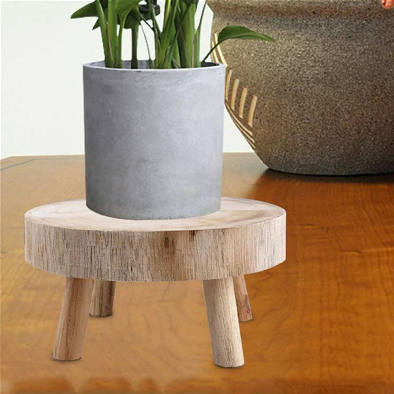 

ABWP-2X Mini Wooden Stool Display Plant Stand Decorative Wood Plant Stool Bonsai Holder For Indoor Outdoor Home Garden M