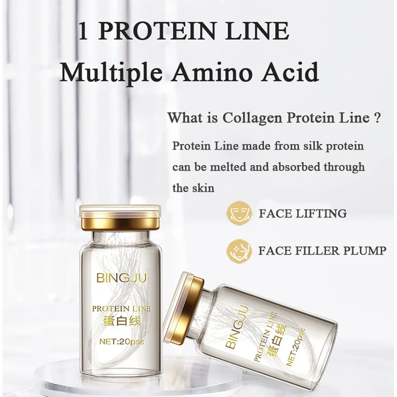 1 Bottle=20pcs Lines Face Filler Absorbable Collagen Protein Thread Face Lift Plump Silk Fibroin Line Carving Anti Aging Essence